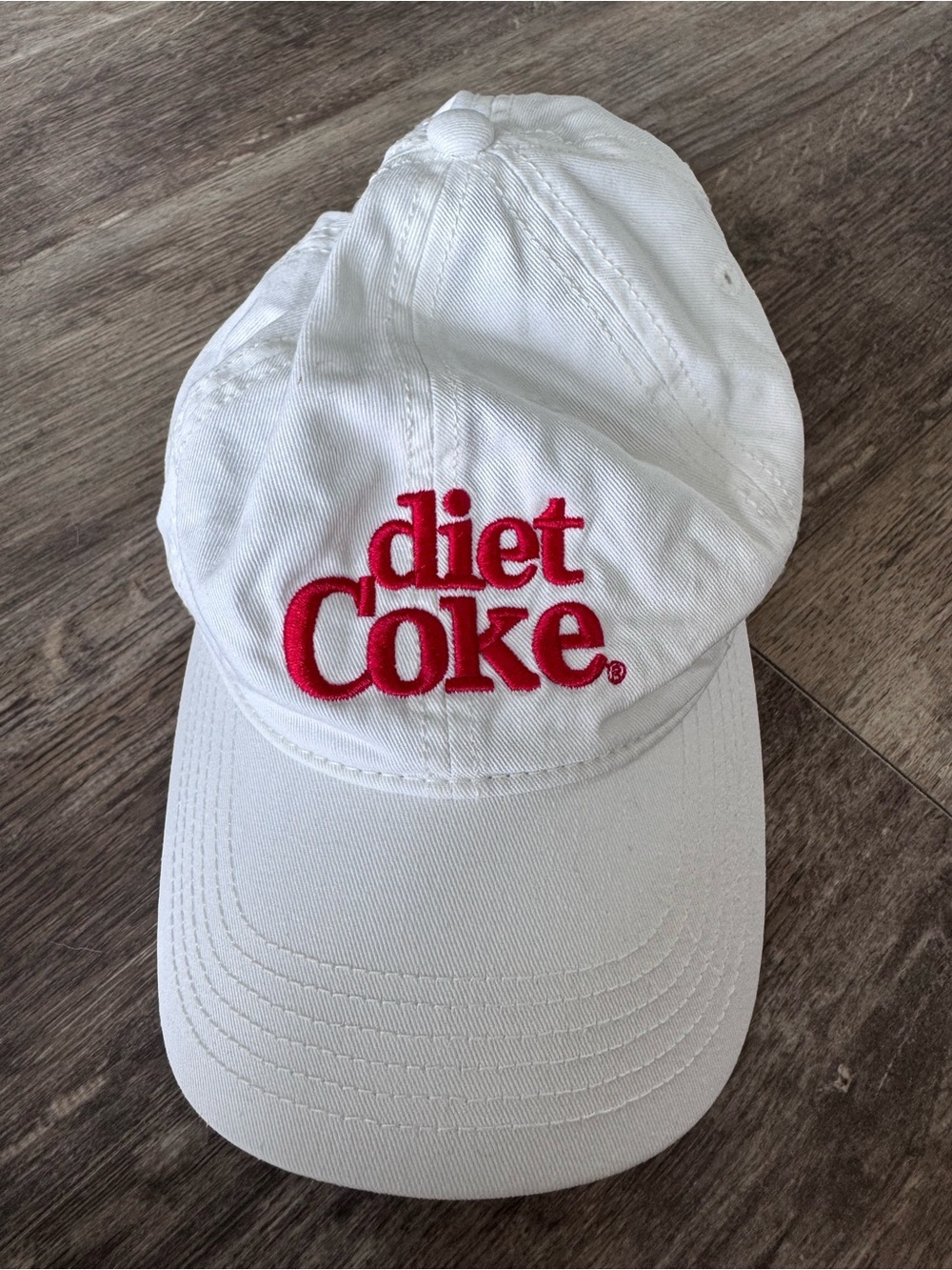 “Diet Coke” Coke A Cola White Baseball Cap with Red Logo